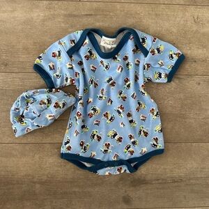 Vintage mon petit Retro 90s baby bear baseball bodysuit & hat set 6-9 m baby boy